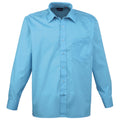 Turquoise - Front - Premier Mens Premier Poplin Long-Sleeved Formal Shirt