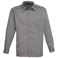 Dark Grey - Front - Premier Mens Premier Poplin Long-Sleeved Formal Shirt