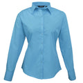 Turquoise - Front - Premier Womens-Ladies Poplin Long-Sleeved Blouse