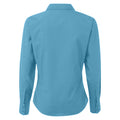 Turquoise - Back - Premier Womens-Ladies Poplin Long-Sleeved Blouse