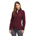 Burgundy - Side - Premier Womens-Ladies Poplin Long-Sleeved Blouse