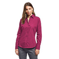 Hot Pink - Side - Premier Womens-Ladies Poplin Long-Sleeved Blouse