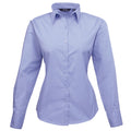 Mid blue - Front - Premier Womens-Ladies Poplin Long-Sleeved Blouse