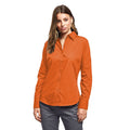 Orange - Side - Premier Womens-Ladies Poplin Long-Sleeved Blouse