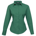 Emerald - Front - Premier Womens-Ladies Poplin Long-Sleeved Blouse