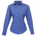 Royal - Front - Premier Womens-Ladies Poplin Long-Sleeved Blouse