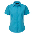 Turquoise - Front - Premier Short Sleeve Poplin Blouse - Plain Work Shirt