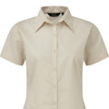 Natural - Back - Premier Short Sleeve Poplin Blouse - Plain Work Shirt