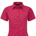 Hot Pink - Back - Premier Short Sleeve Poplin Blouse - Plain Work Shirt