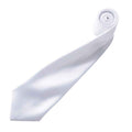 White - Back - Premier Mens Plain Satin Tie (Narrow Blade)