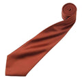 Chestnut - Back - Premier Mens Plain Satin Tie (Narrow Blade)