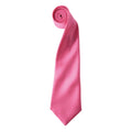 Fuchsia - Front - Premier Mens Plain Satin Tie (Narrow Blade)