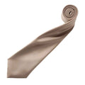 Khaki - Back - Premier Mens Plain Satin Tie (Narrow Blade)