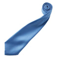 Mid blue - Back - Premier Mens Plain Satin Tie (Narrow Blade)