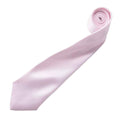 Pink - Back - Premier Mens Plain Satin Tie (Narrow Blade)