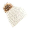 Off White - Front - Beechfield Ladies-Womens Faux Fur Pom Pom Winter Beanie