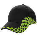 Black-Lime Green - Front - Beechfield Unisex Grand Prix Baseball Cap