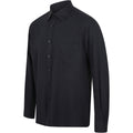 Navy - Side - Henbury Mens Wicking Long Sleeve Work Shirt