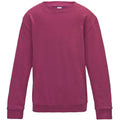 Hot Pink - Front - AWDis Just Hoods Childrens-Kids Plain Crew Neck Sweatshirt