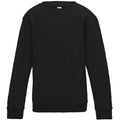 Jet Black - Front - AWDis Just Hoods Childrens-Kids Plain Crew Neck Sweatshirt