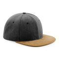 Vintage Black - Front - Beechfield Unisex Faux Suede Peak Snapback Cap