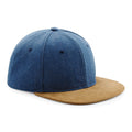 Denim Blue - Front - Beechfield Unisex Faux Suede Peak Snapback Cap