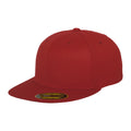 Red - Front - Yupoong Flexfit Unisex Premium 210 Fitted Flat Peak Cap