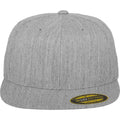 Heather Grey - Front - Yupoong Flexfit Unisex Premium 210 Fitted Flat Peak Cap