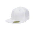 White - Front - Yupoong Flexfit Unisex Premium 210 Fitted Flat Peak Cap