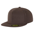 Brown - Front - Yupoong Flexfit Unisex Premium 210 Fitted Flat Peak Cap