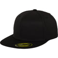 Black - Front - Yupoong Flexfit Unisex Premium 210 Fitted Flat Peak Cap