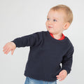 Navy - Back - Larkwood Baby Unisex Crew Neck Sweatshirt With Shoulder Poppers