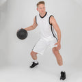 White-Black - Pack Shot - Spiro Mens Quick Dry Basketball Shorts