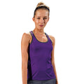 Purple - Charcoal - Side - Tri Dri Womens-Ladies Panelled Fitness Sleeveless Vest