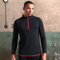 Jet Black- Fire Red - Back - AWDis Just Cool Mens Half Zip Sweatshirt