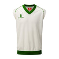 White- Green Trim - Back - Surridge Mens Curve Sleeveless Sweater-Jumper