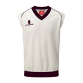 White- Maroon Trim - Back - Surridge Mens Curve Sleeveless Sweater-Jumper