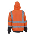 Orange- Navy - Back - Yoko Mens Hi Visibility Full Zip Reflective Work Hoodie