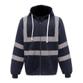 Navy - Front - Yoko Mens Hi Visibility Full Zip Reflective Work Hoodie