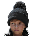 Black - Back - Beechfield Childrens-Kids Reflective Bobble Beanie