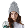 Light Grey - Back - Beechfield Unisex Verbier Fur Pom Pom Chunky Beanie