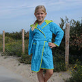 Aqua Blue-Lime Green - Back - A&R Towels Childrens-Kids Boyzz & Girlzz Hooded Bathrobe