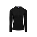 Black - Front - Premier Womens-Ladies Long John Roll Sleeve Tee