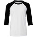 White-Black - Front - Bella + Canvas Childrens-Kids 3-4 Sleeves Baseball Tee