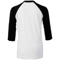 White-Black - Back - Bella + Canvas Childrens-Kids 3-4 Sleeves Baseball Tee