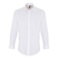 White - Front - Premier Mens Stretch Fit Poplin Long Sleeve Shirt