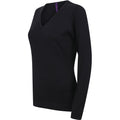 Navy - Lifestyle - Henbury Womens-Ladies 12 Gauge Fine Knit V-Neck Jumper - Sweatshirt