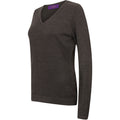 Grey Marl - Lifestyle - Henbury Womens-Ladies 12 Gauge Fine Knit V-Neck Jumper - Sweatshirt