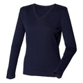 Grey Marl - Pack Shot - Henbury Womens-Ladies 12 Gauge Fine Knit V-Neck Jumper - Sweatshirt