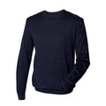 Navy - Pack Shot - Henbury Mens Crew Neck 12 Gauge Fine Knit Jumper - Sweatshirt